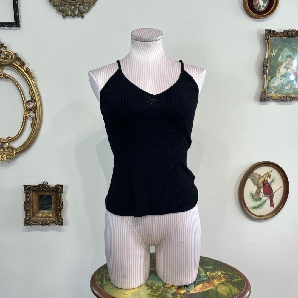 L'AGENCE Black Ribbed Knit Tank Top – Minimalist Fitted Essential